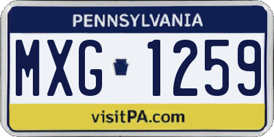PA license plate MXG1259