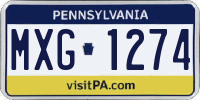 PA license plate MXG1274
