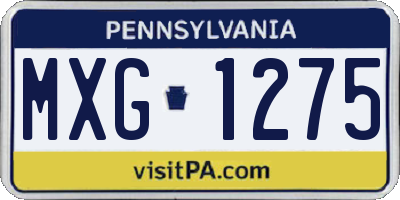 PA license plate MXG1275