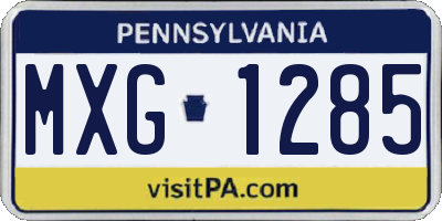 PA license plate MXG1285