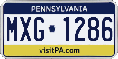 PA license plate MXG1286
