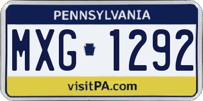 PA license plate MXG1292