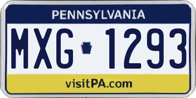 PA license plate MXG1293