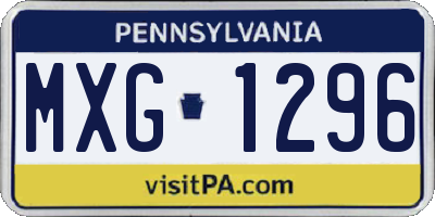 PA license plate MXG1296