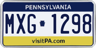 PA license plate MXG1298