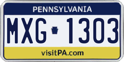 PA license plate MXG1303