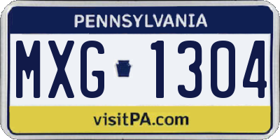 PA license plate MXG1304