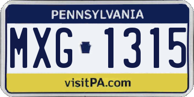 PA license plate MXG1315