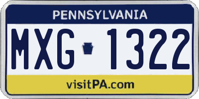 PA license plate MXG1322