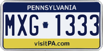 PA license plate MXG1333