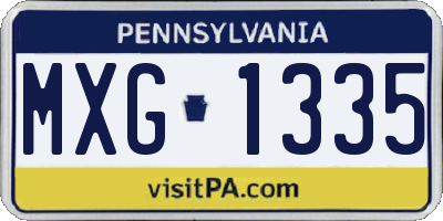 PA license plate MXG1335