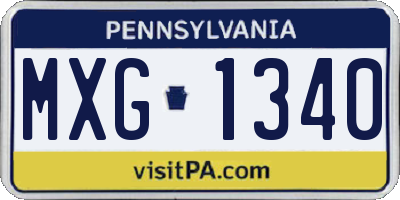 PA license plate MXG1340