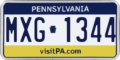 PA license plate MXG1344