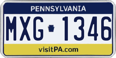 PA license plate MXG1346