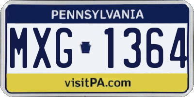 PA license plate MXG1364