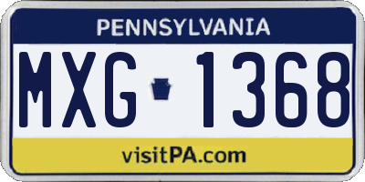 PA license plate MXG1368