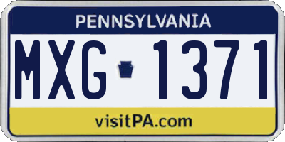 PA license plate MXG1371