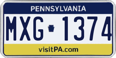 PA license plate MXG1374
