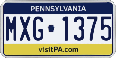 PA license plate MXG1375