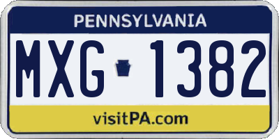 PA license plate MXG1382