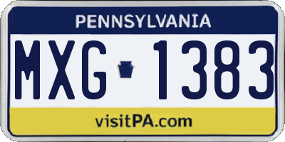 PA license plate MXG1383