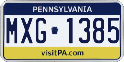 PA license plate MXG1385