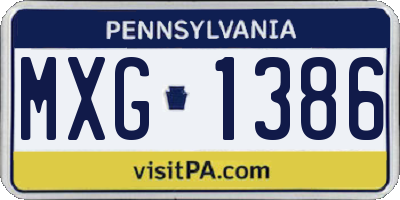 PA license plate MXG1386