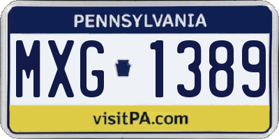 PA license plate MXG1389