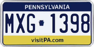 PA license plate MXG1398