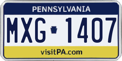 PA license plate MXG1407