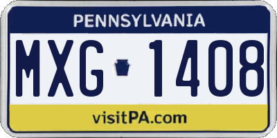PA license plate MXG1408