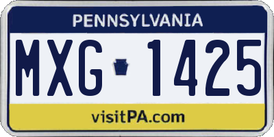 PA license plate MXG1425