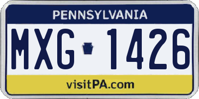 PA license plate MXG1426