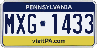 PA license plate MXG1433