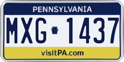 PA license plate MXG1437