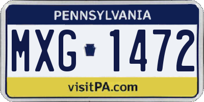 PA license plate MXG1472
