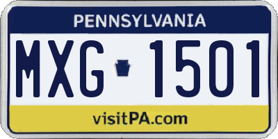 PA license plate MXG1501