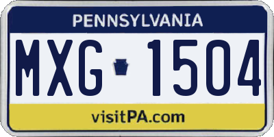 PA license plate MXG1504