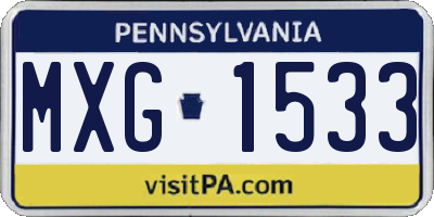 PA license plate MXG1533