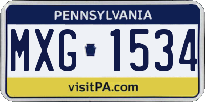 PA license plate MXG1534
