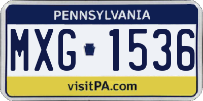 PA license plate MXG1536