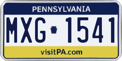 PA license plate MXG1541