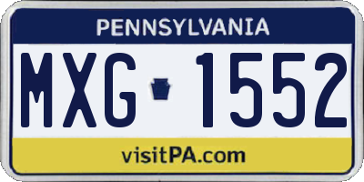 PA license plate MXG1552
