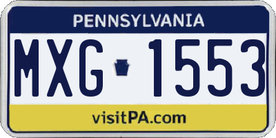 PA license plate MXG1553