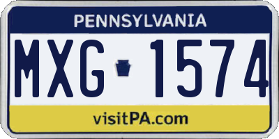 PA license plate MXG1574