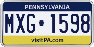 PA license plate MXG1598