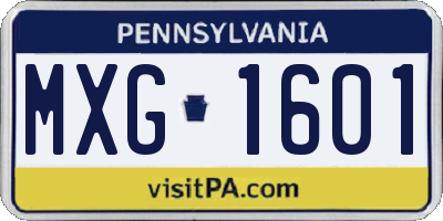 PA license plate MXG1601