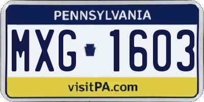PA license plate MXG1603