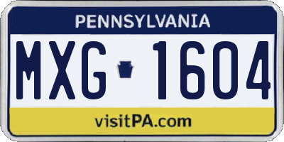 PA license plate MXG1604