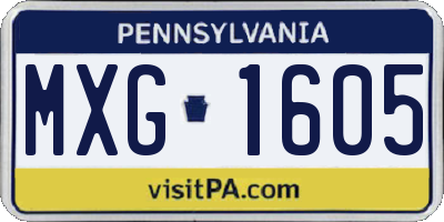 PA license plate MXG1605